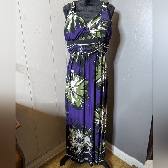 Olivia Matthews Dresses & Skirts - Floral Maxi Dress - Purple and Green